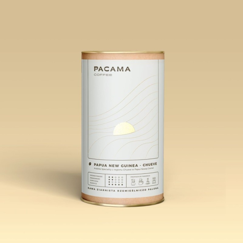 Kawa ziarnista jasno palona Arabica Speciality Pacama Coffee Papua New Guinea - Chuave SCA 84 200 g puszka