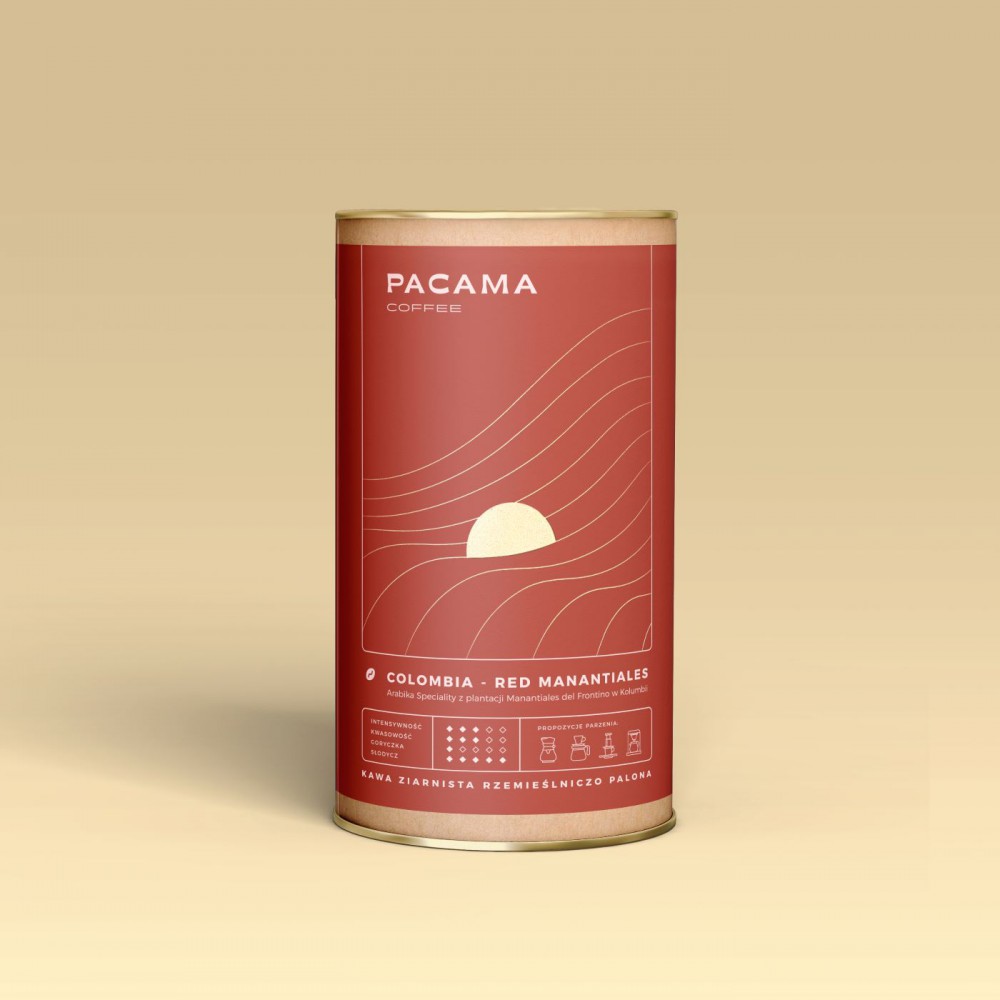 Kawa ziarnista jasno palona Arabica Speciality Pacama Coffee Colombia - Red Manantiales SCA 85 200 g puszka