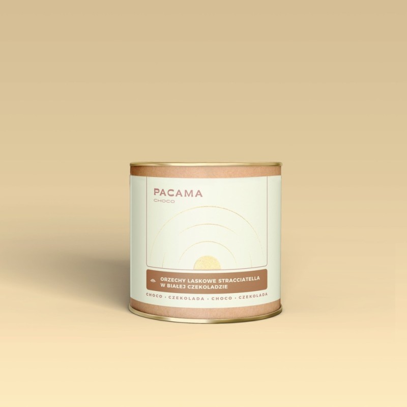 Orzechy laskowe w białej czekoladzie stracciatella Pacama Choco 150g puszka