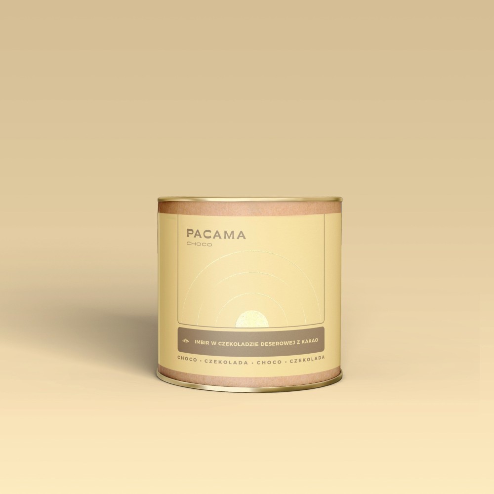 Imbir w czekoladzie deserowej z kakao Pacama Choco 150g puszka