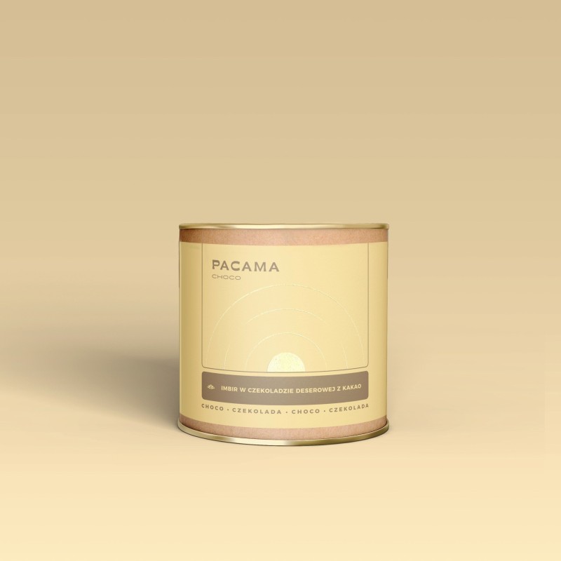 Imbir w czekoladzie deserowej z kakao Pacama Choco 150g puszka