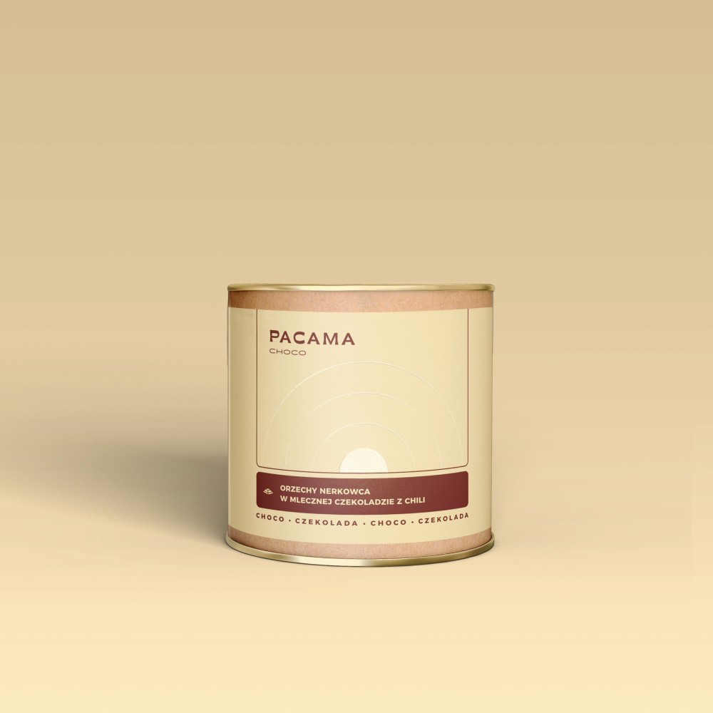 Orzechy nerkowca w mlecznej czekoladzie z chili Pacama Choco 150g puszka