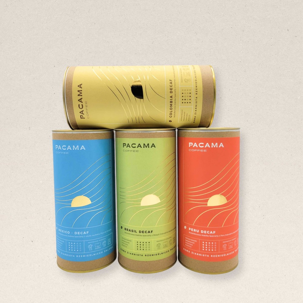 Zestaw startowy kaw ziarnistych BEZKOFEINOWYCH Pacama Coffee 4 x 200g - świeżo palone - prosto z palarni kawy