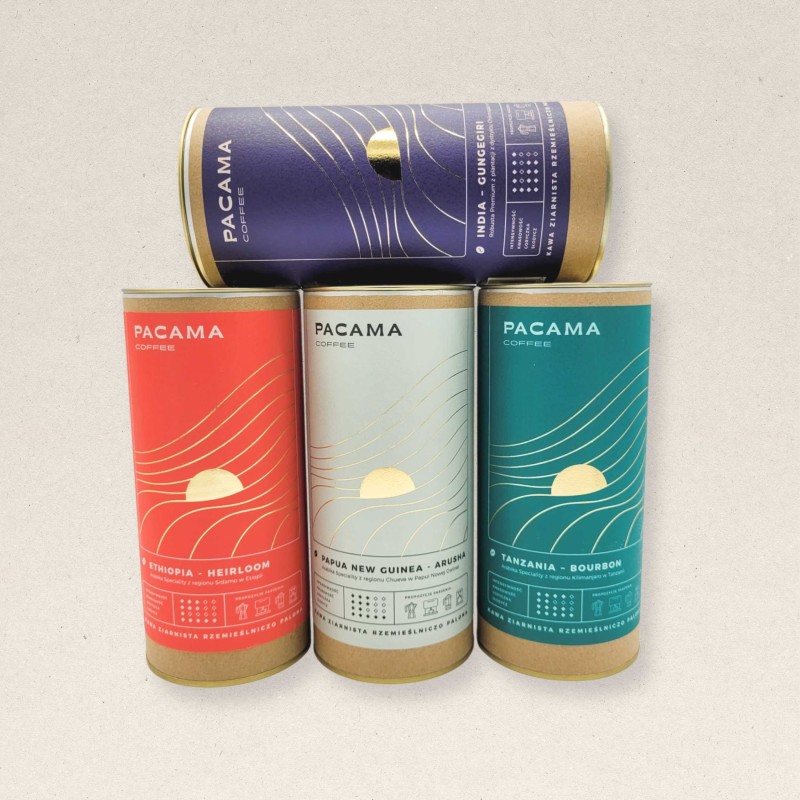 Zestaw kaw ziarnistych z Azji i Afryki Pacama Coffee 4 x 200g - świeżo palone - prosto z palarni kawy